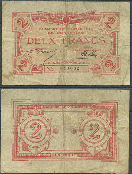 Франция, Дюнкерк 2 франка 1917 Jean Pirot 54.9 бумага 6285-13-3-1