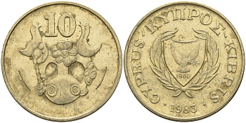 Кипр 10 центов 1983 KM 56.1 никель латунь 4141-1125