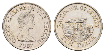 Джерси 10 пенсов 1992 Ла-Хуг-Би, Елизавета II (1952-2022) KM 57.2 медно-никель aUNC 4592-944