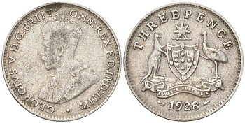 Австралия 3 пенса 1928 Георг V (1910-1936) KM 24 серебро 4621-1143