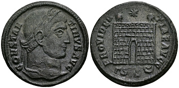 Римская Империя нуммий 328 - 329 Константин I Великий PROVIDETIAE AVGG Сисция about Extremely fine (C3) RIC 214 бронза 1073-3-5-5