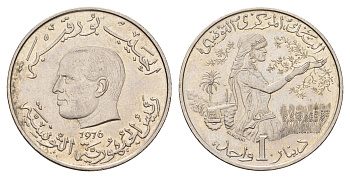 Тунис 1 динар 1976 KM 304 медно-никель UNC 89-1331