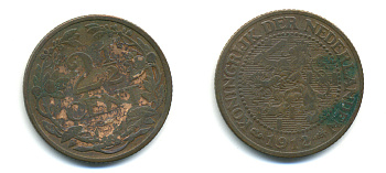 НИДЕРЛАНДЫ 2 1/2 ЦЕНТА 1912 KM 150 бронза 4379-1354