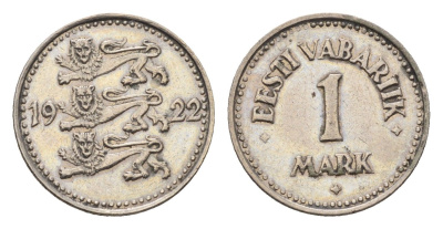 Эстония 1 марка 1922 год-тип KM 1 медно-никель 4687-1257