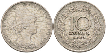 Австрия 10 грошей 1925 KM 2838 медно-никель 63-245