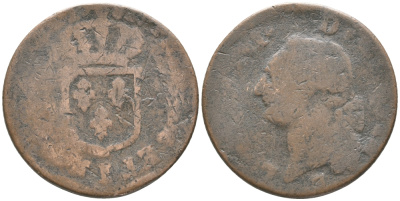 ФРАНЦИЯ 1 СУ 1782 ЛЮДОВИК XVI (1774-1793) KM 578 медь 32-624