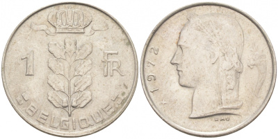 Бельгия 1 франк 1972 Belgique, Бодуэн I (1951-1993) KM 142.1 медно-никель 68-236
