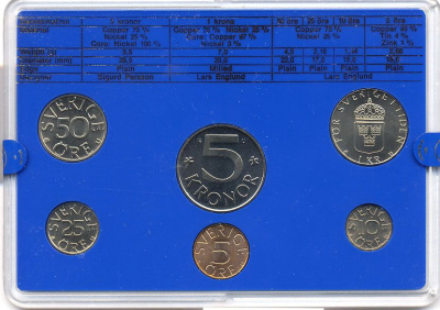 Швеция набор монетного двора из 6 монет 1979 в пластике Карл XVI Густав (1973- ) KM MS11 UNC 4-3-6-114