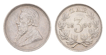 ЮАР 3 пенса 1896 KM 3 серебро aUNC 4044-1521