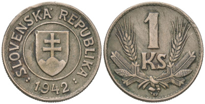 Словакия 1 крона 1942 KM 6 медно-никель 183-1243