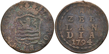 Зеландия (Zeeland), Нидерланды 1 дуит 1794 KM 105 медь 4577-155