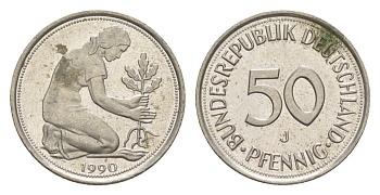 Германия 50 пфеннигов 1990 J KM 109.2, J. 384a медно-никель 4632-924