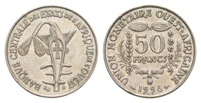 Западная Африка (BCEAO) 50 франков 1996 KM 6 медно-никель UNC 4611-361