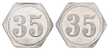 Германия жетон в 35 пфеннигов для приобретения "стакана пива" ND размер 21,5x21,5 мм, вес 0,97 гр алюминий UNC 4638-925