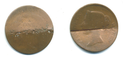 Стрейтс-Сетлментс 1 цент 1845 Виктория (1837-1901) KM 3 медь 4383-814