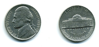 США 5 ЦЕНТОВ 1989 ДЖЕФФЕРСОН KM А192 медно-никель 46-2234