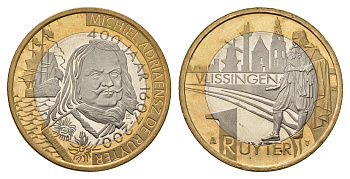 Нидерланды 1 рюйтер 2007 400 лет со дня рождения Михил де Рёйтер (адмирал, командовавший нидерландским флотом в Англо-голландских войнах XVII века) биметалл UNC 4678-614