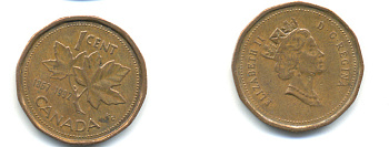 КАНАДА 1 ЦЕНТ 1992 КЛЕНОВЫЙ ЛИСТ KM 181 бронза 177-1434