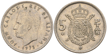 Испания 5 песет 1975 (79) Хуан Карлос I (1975-2014) KM 807 медно-никель 259-341