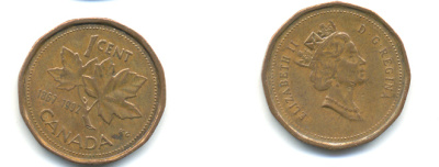 КАНАДА 1 ЦЕНТ 1992 КЛЕНОВЫЙ ЛИСТ KM 181 бронза 177-1434