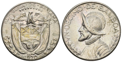 Панама 1/10 бальбоа 1970  KM 10 медь плакированная медно-никелем  aUNC  4609-912