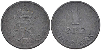 ДАНИЯ 1 ЭРЕ 1950 N; S, ФРЕДЕРИК IX (1947-1972) KM 839.1 цинк 4387-165