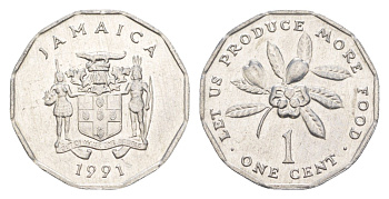 Ямайка 1 цент 1991 KM 64 алюминий 4644-553