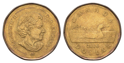 Канада 1 доллар 2006 Елизавета II (1952-2022), утка KM 495 никель плакированный бронзой aUNC 108-354