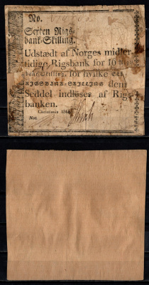 Норвегия 16 ригсбанк-скиллинг 1814 Pick A25 бумага 6300-8-3-1