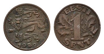 Эстония 1 сент 1929 год-тип KM 10 бронза 4696-238