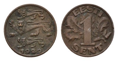 Эстония 1 сент 1929 год-тип KM 10 бронза 4696-238
