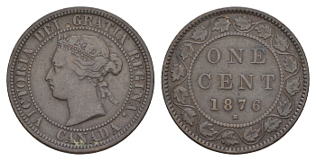 Канада 1 цент 1876 H, Виктория (1837-1901) KM 7 бронза 4637-116