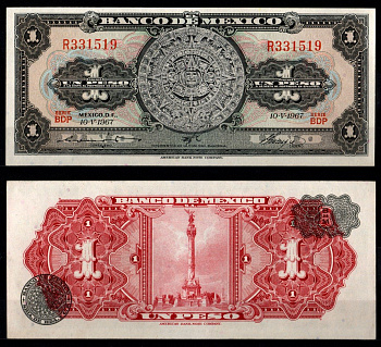 Мексика 1 песо 1967 Pick 59 j бумага UNC (пресс) 7198-14-1-1