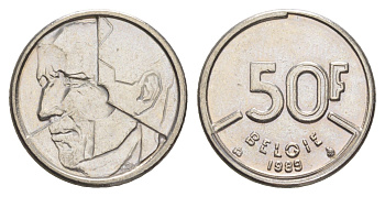 Бельгия 50 франков 1989 Belgie, Бодуэн I (1951-1993) KM 169 никель 4538-1123