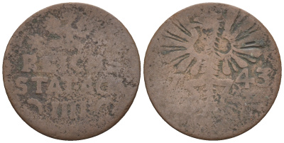 Ахен 4 геллера 1743 KM 31, Menadier 274 медь 54-1019