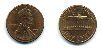 США 1 ЦЕНТ 1996 ЛИНКОЛЬН KM 201b цинк плакированный медью 4364-252