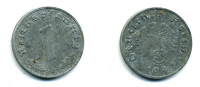 ГЕРМАНИЯ 1 РЕЙХСПФЕННИГ 1942 J цинк 46-2345