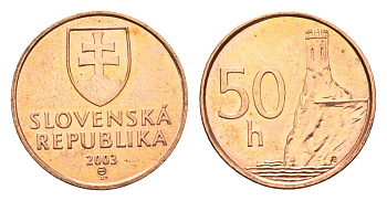 Словакия 50 геллеров 2003 KM 35 сталь плакированная медью UNC 28-1141