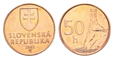 Словакия 50 геллеров 2003 KM 35 сталь плакированная медью UNC 28-1141