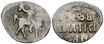 ВЕЛИКОЕ КНЯЖЕСТВО МОСКОВСКОЕ ДЕНГА 1535-1547 ИВАН IV ВАСИЛЬЕВИЧ, МОСКОВСКИЙ МОНЕТНЫЙ ДВОР, 0,36 ГР ГиК №43 серебро 262-744