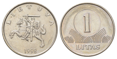 Литва 1 лит 1998 KM 111 медно-никель UNC 4624-711