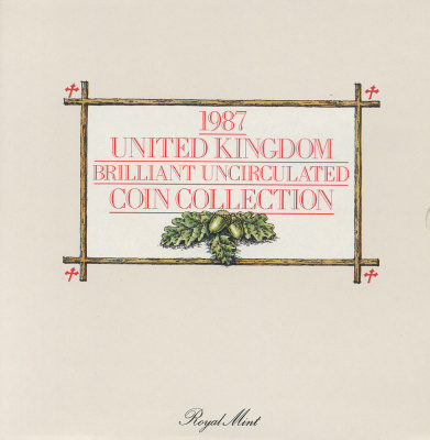 Великобритания набор из 7 монет 1987 буклет, сертификат UNC 7-4-75