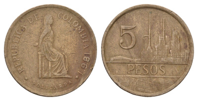 Колумбия 5 песо 1981 KM 268 бронза 4142-254