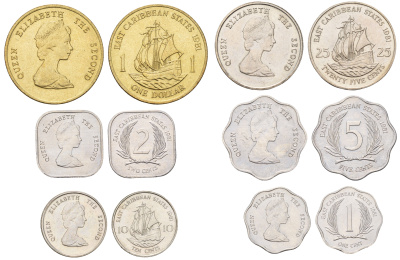 Восточные Карибские острова (Карибы) набор из 6 монет (1, 2, 5, 10, и 25 центов; 1 доллар) 1981 KM 10, 11, 12, 13, 14 и 15 UNC 4670-1041-1045