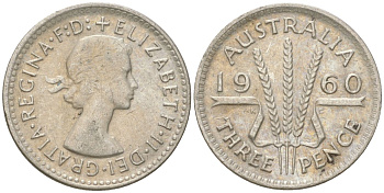 Австралия 3 пенса 1960 Елизавета II (1952-2022) KM 57 серебро 4621-1258