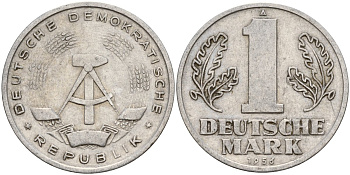 ГДР 1 марка 1956 A KM 13 алюминий 117-557