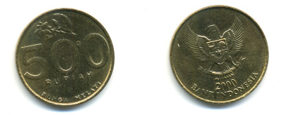 ИНДОНЕЗИЯ 500 РУПИЙ 2000 KM 59 алюминиевая бронза 76-942