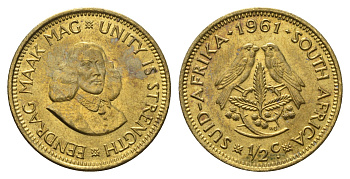 ЮАР 1/2 цента 1961 Ян ван Рибек KM 56 латунь UNC 4693-437