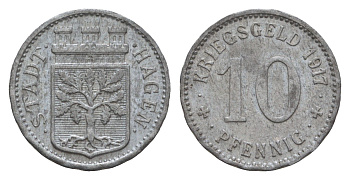 Хаген 10 пфеннигов 1917 Funck 184.1A, Men05 10124.1, Men18 12615.1 цинк 4659-268