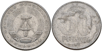 ГДР 50 пфеннигов 1958 A KM 12.1 алюминий 98-1046